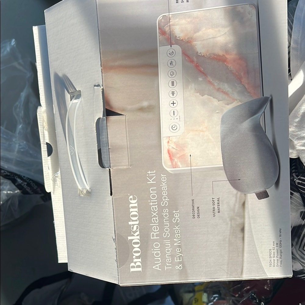 Brookstone Tranquil Sound Speaker & Eye Mask Set - Gray and White